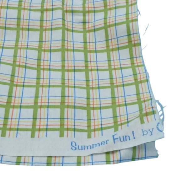 Vintage Quilting Fabric Batik Leaf Plaid Michael Miller RJR Greens 2Yds Total - Picture 4 of 5